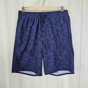 Zella mens swim trunk board short navy blue black pattern size small